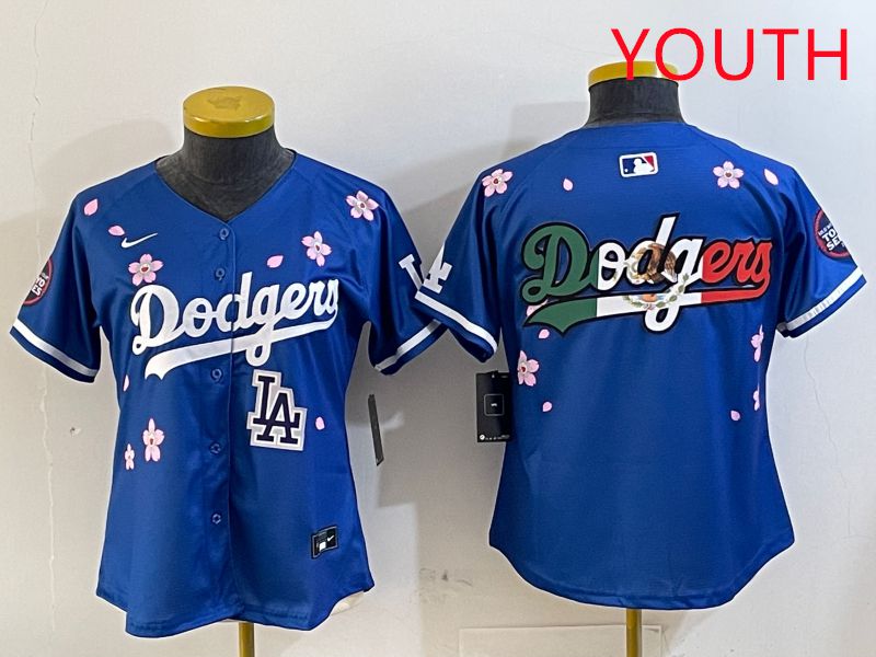 Youth Los Angeles Dodgers Blank Blue Sakura Edition 2025 Nike MLB Jersey style 12
